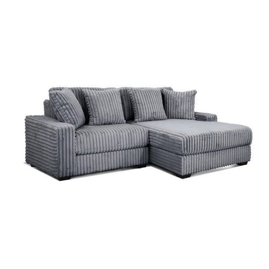 Lsy 2pc Oversize Sectional Sofa, Reversible Chaise, Gray Jumbo Corduroy
 By Casagear Home