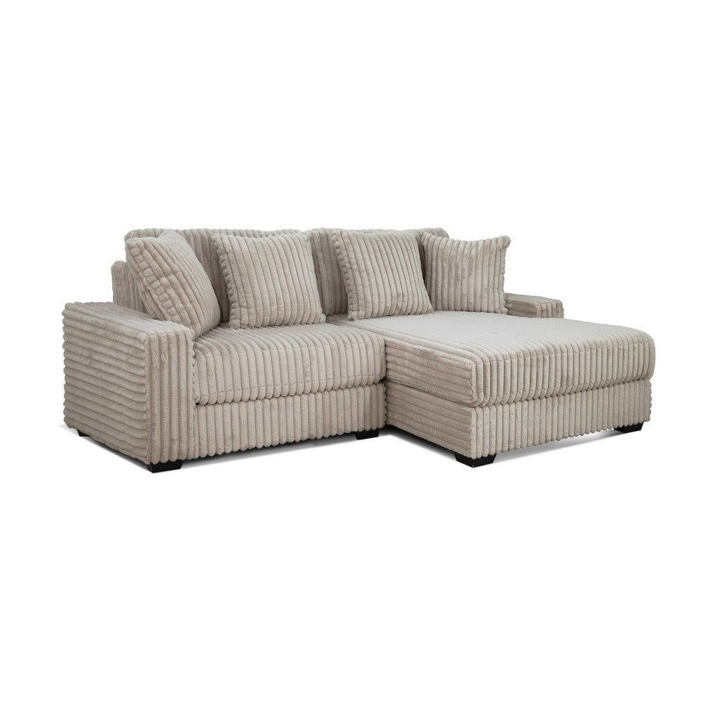 Lsy 2pc Oversize Sectional Sofa, Reversible Chaise, Beige Jumbo Corduroy
 By Casagear Home