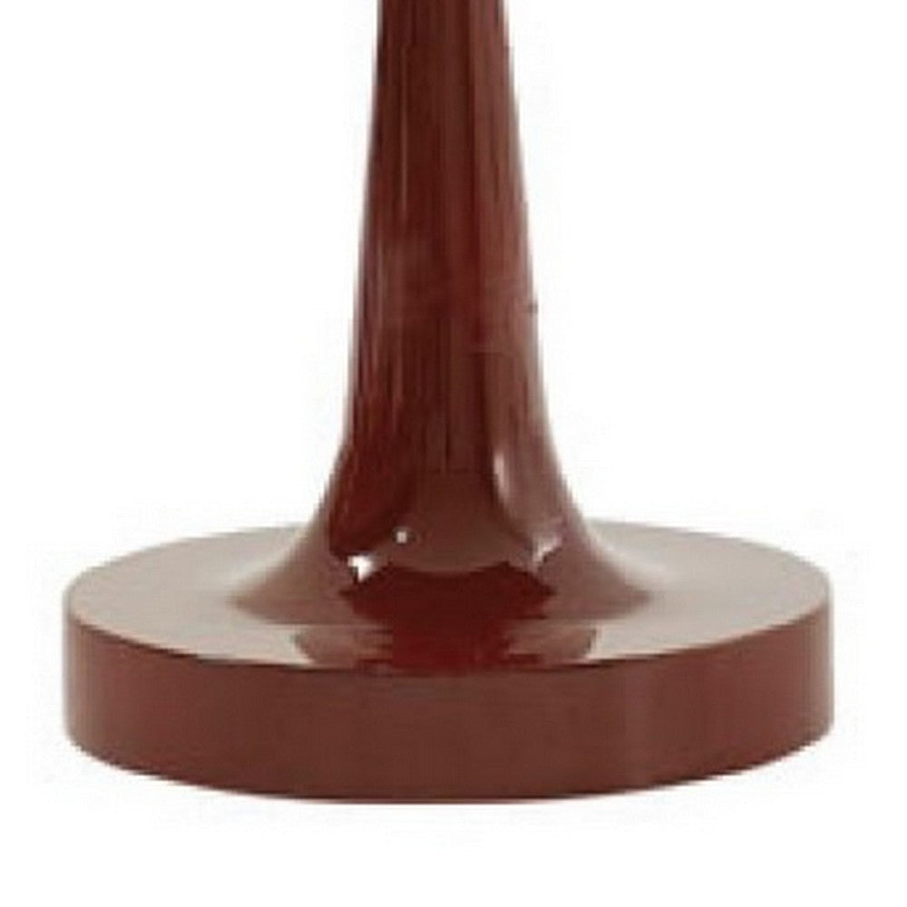 John 22 Inch End Table Rectangular Top Red Wood Round Pedestal Base By Casagear Home BM317415