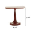 John 22 Inch End Table Rectangular Top Red Wood Round Pedestal Base By Casagear Home BM317415