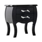 Nial 24 Inch Nightstand, 2 Drawers, Smooth Black Lacquer Wood Finish, Steel By Casagear Home