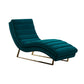 Reno Linda 66 Inch Lounge Chaise, Channel Tufted Green Velvet, Steel Legs By Casagear Home