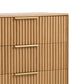 Cid Joya 45 Inch Tall Chest 4 Drawers Golden Metal Handles Natural Oak By Casagear Home BM317423