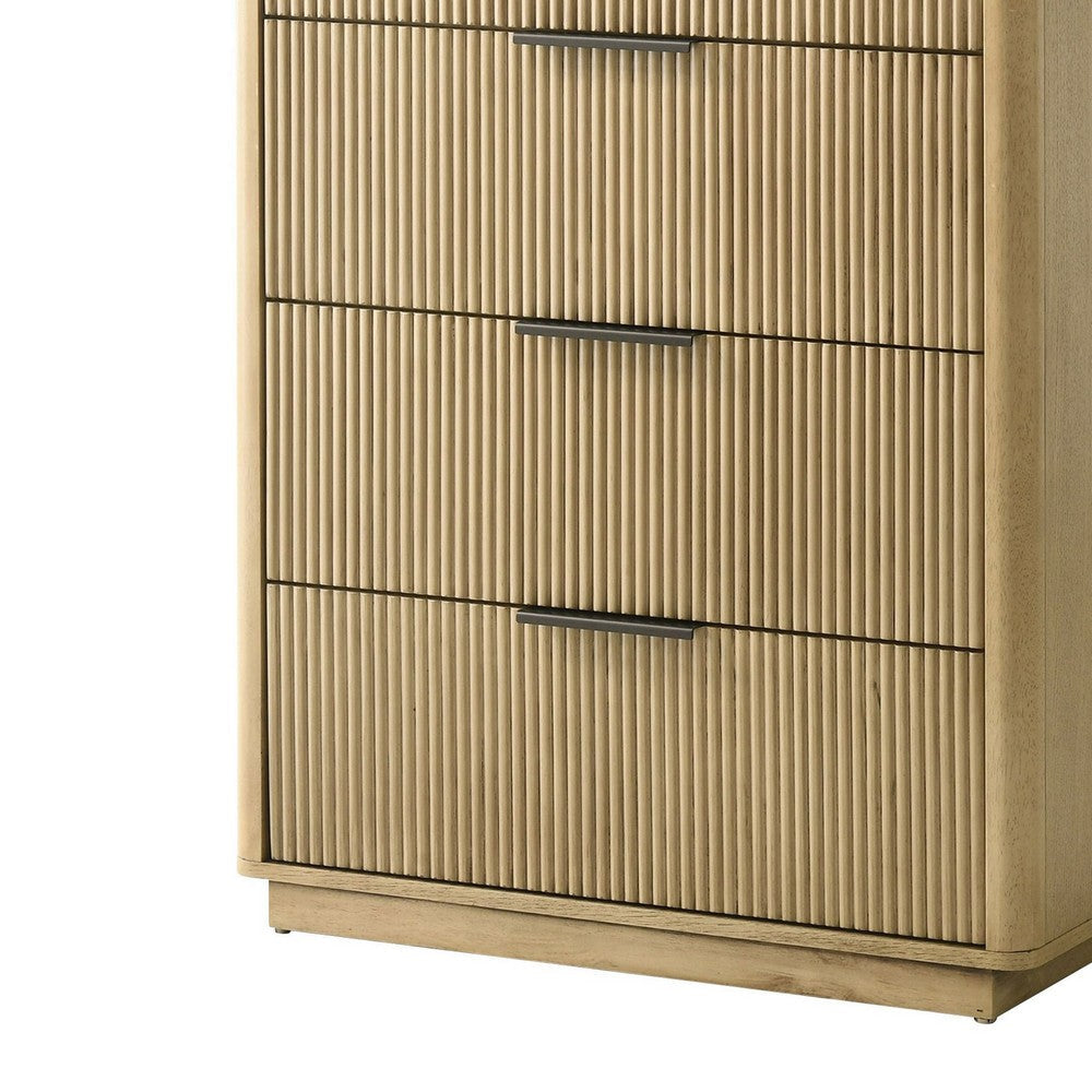 Noe Celia 51 Inch Tall Dresser Chest 4 Drawer Black Handles Rubberwood By Casagear Home BM317426