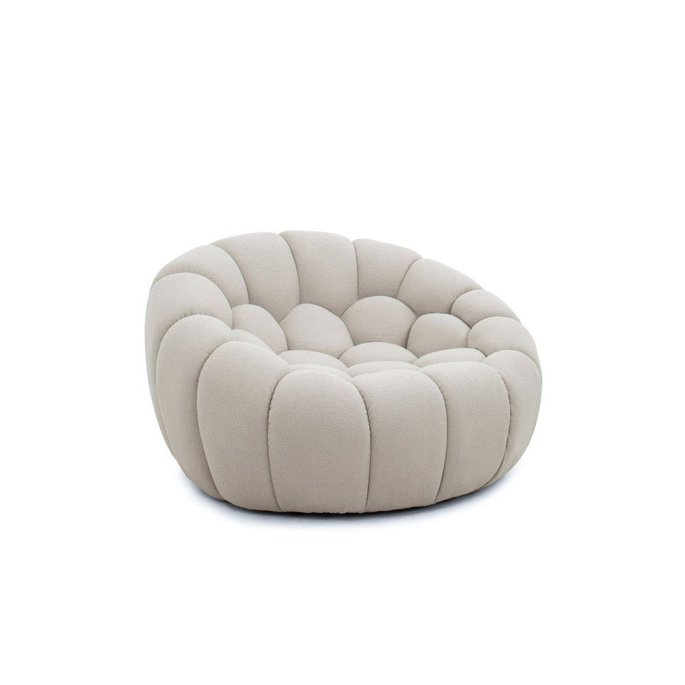 Reno Ola 48 Inch Accent Chair Tufted Cloud Seat Beige Fabric Wood Frame By Casagear Home BM317427