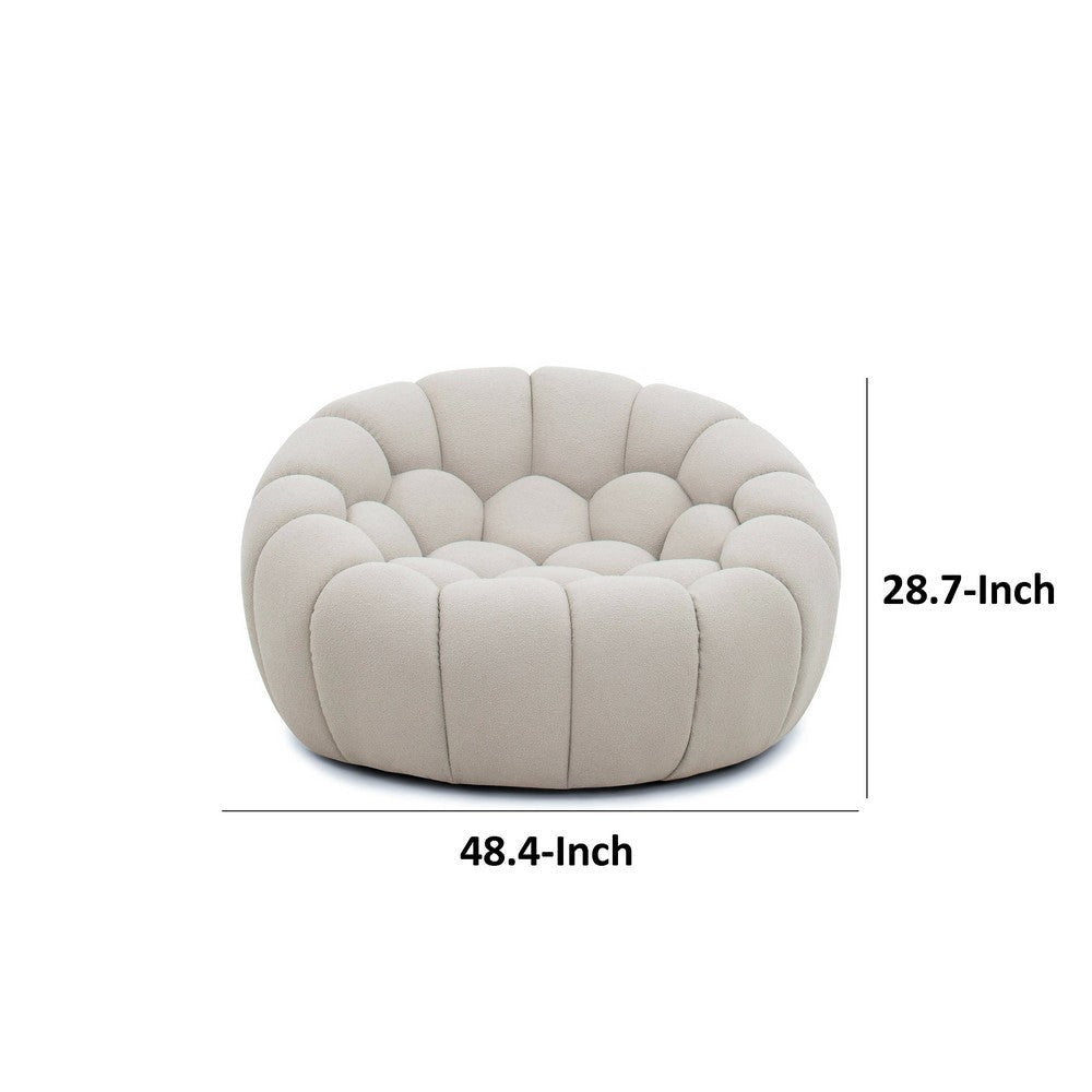 Reno Ola 48 Inch Accent Chair Tufted Cloud Seat Beige Fabric Wood Frame By Casagear Home BM317427