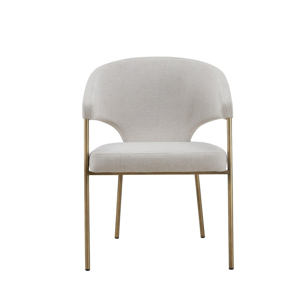 Cid Kasa 23 Inch Dining Chair Off White Fabric Wingback Antique Brass By Casagear Home BM317428