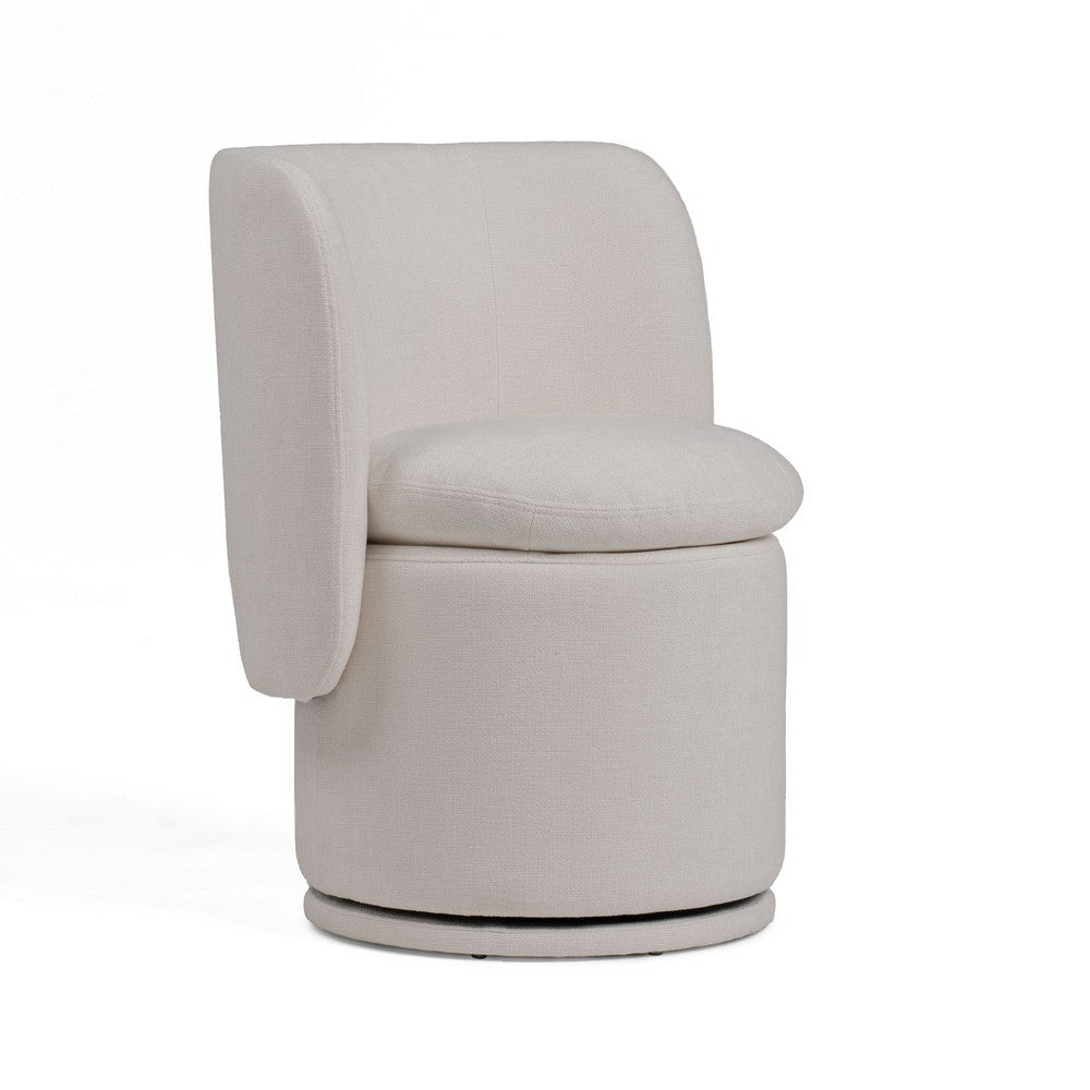 Reno Nori 26 Inch Swivel Dining Chair Off White Fabric Wingback Wood By Casagear Home BM317430