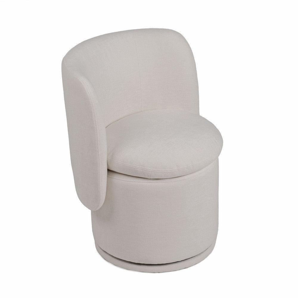 Reno Nori 26 Inch Swivel Dining Chair Off White Fabric Wingback Wood By Casagear Home BM317430