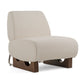 Cid Bob 29 Inch Accent Chair, Off White Fabric, Curved Back, Brown Wood By Casagear Home