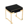 Cid Ruth 25 Inch Nightstand Square Wenge Top Polished Gold Steel Legs By Casagear Home BM317434