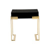 Cid Ruth 25 Inch Nightstand Square Wenge Top Polished Gold Steel Legs By Casagear Home BM317434