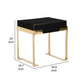 Cid Ruth 25 Inch Nightstand Square Wenge Top Polished Gold Steel Legs By Casagear Home BM317434