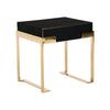 Cid Ruth 25 Inch Nightstand, Square Wenge Top, Polished Gold Steel Legs By Casagear Home