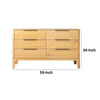 Cid Jima 59 Inch Dresser 6 Drawers Solid Wood in Natural Oak Finish By Casagear Home BM317438