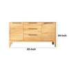 Cid Jima 65 Inch Storage Buffet 3 Drawers 2 Shelves Solid Wood Natural By Casagear Home BM317439