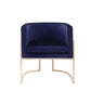 Naaz 24 Inch Kids Chair Round Blue Cushioned Velvet Cantilever Gold Base By Casagear Home BM317448