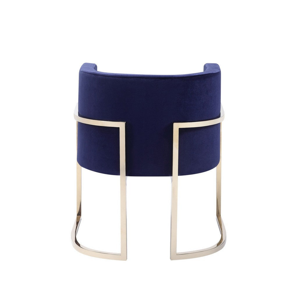 Naaz 24 Inch Kids Chair Round Blue Cushioned Velvet Cantilever Gold Base By Casagear Home BM317448