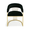 Moha 24 Inch Dining Chair Round Cantilever Base Black Velvet Gold Finish By Casagear Home BM317452