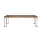 Cid Zyla 95 Inch Dining Table, Rectangular, Stainless Steel, Walnut Brown By Casagear Home