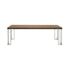 Cid Zyla 95 Inch Dining Table, Rectangular, Stainless Steel, Walnut Brown By Casagear Home