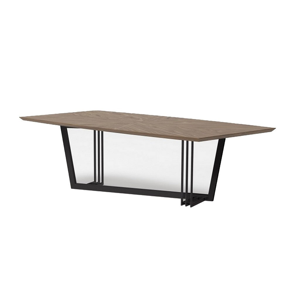 Glory 107 Inch Dining Table Rectangular Top Trestle Iron Black Walnut By Casagear Home BM317455