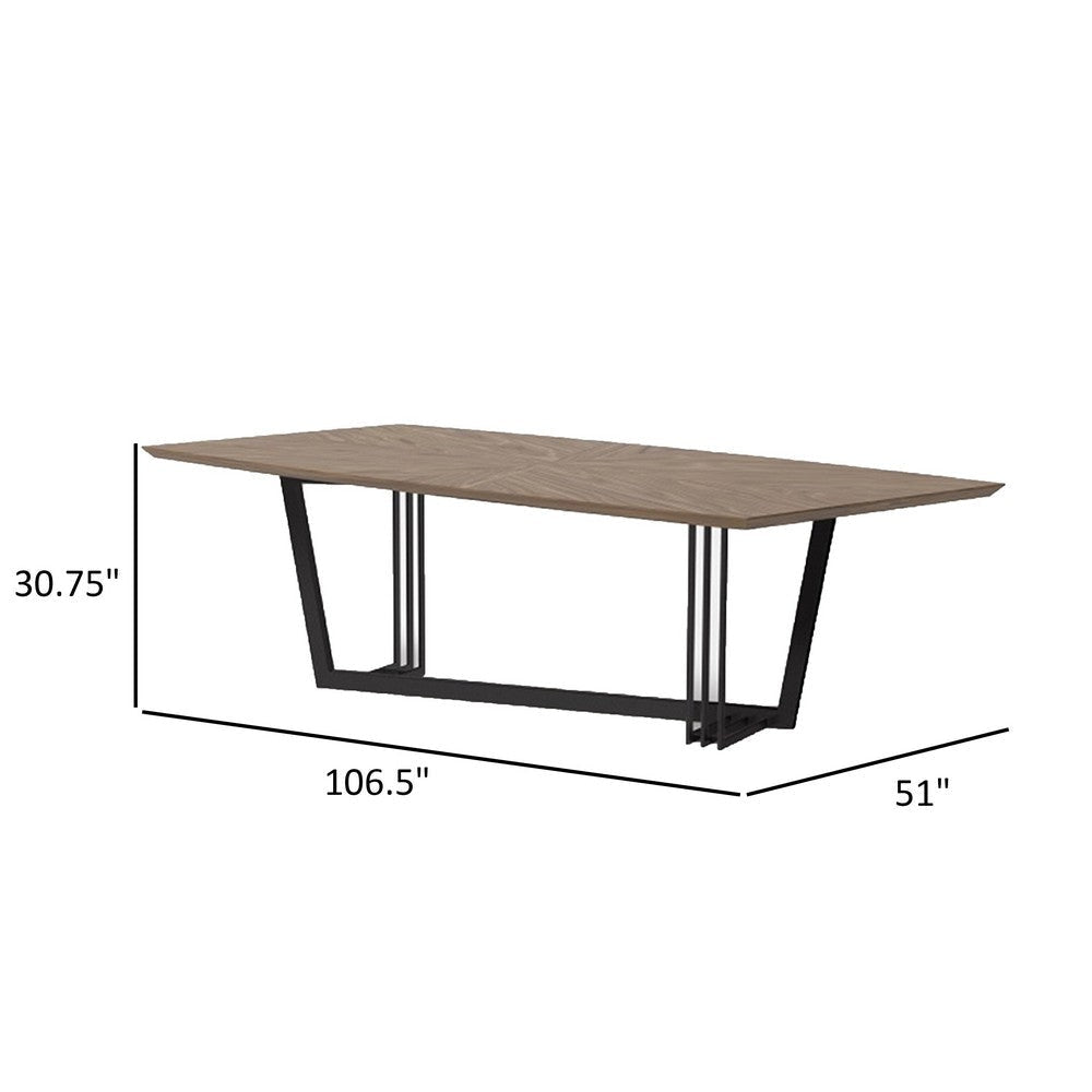 Glory 107 Inch Dining Table Rectangular Top Trestle Iron Black Walnut By Casagear Home BM317455