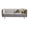 Pero 80 Inch Sofa, Zipper Accents, Yellow Piping, Light Gray Polyester By Casagear Home