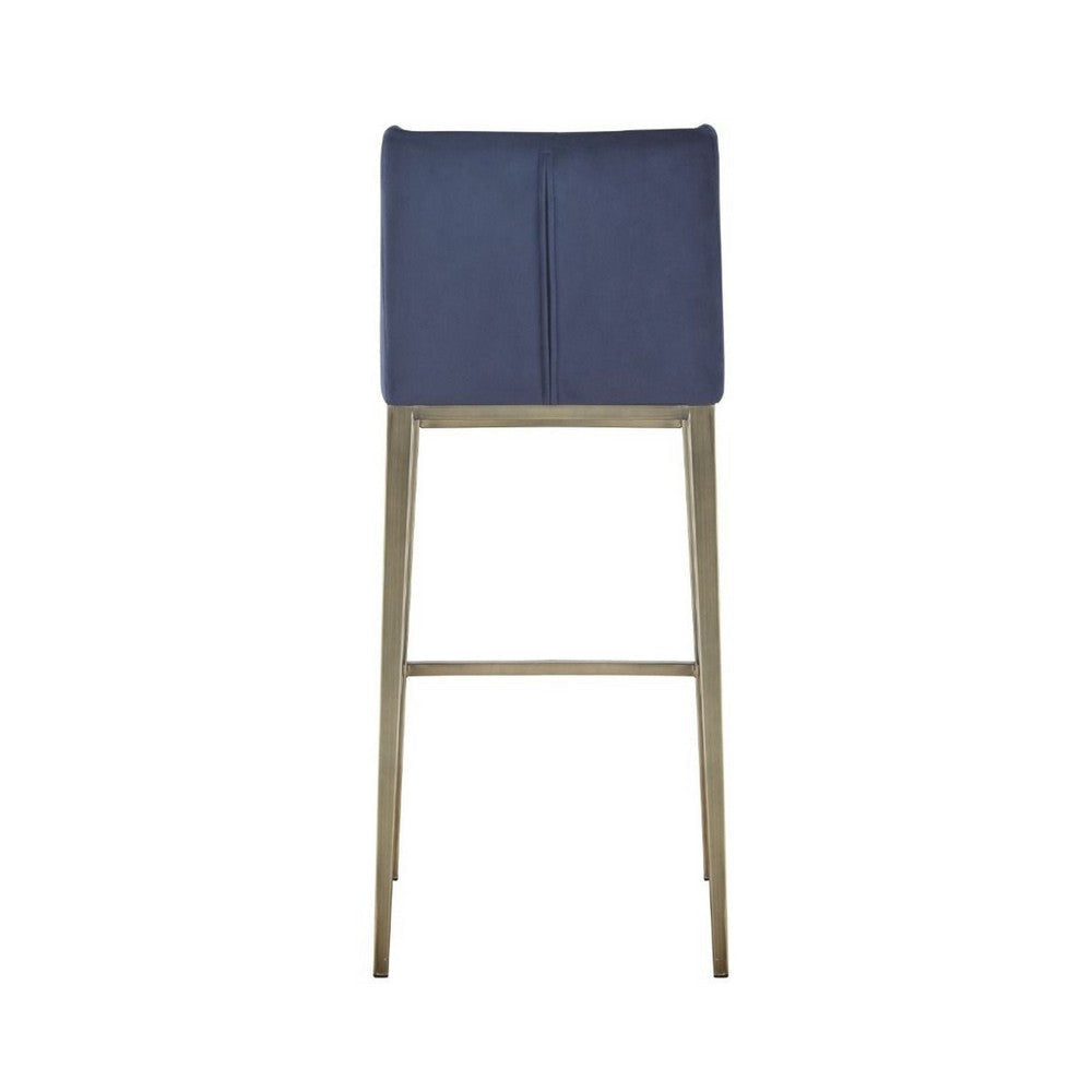 Cid Kinn 27 Inch Counter Stool Set of 2 Wingback Seat Navy Blue Velvet By Casagear Home BM317457