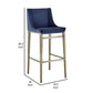 Cid Kinn 27 Inch Counter Stool Set of 2 Wingback Seat Navy Blue Velvet By Casagear Home BM317457