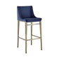 Cid Kinn 27 Inch Counter Stool Set of 2, Wingback Seat, Navy Blue Velvet By Casagear Home