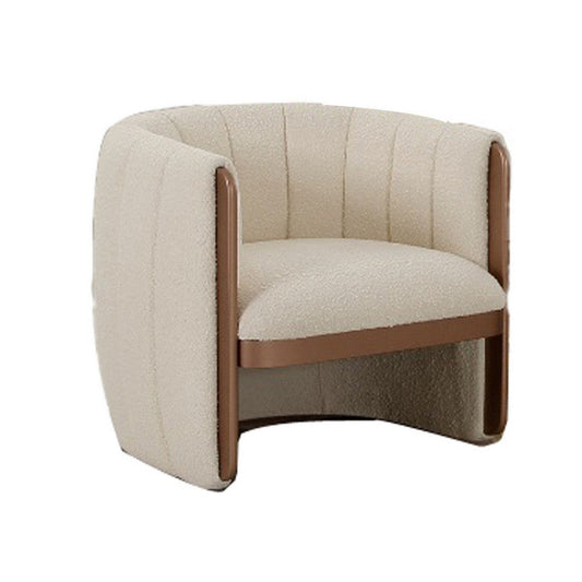 Kojin 33 Inch Accent Chair Set of 2, Cushioned Curved Frame, Beige, Copper By Casagear Home