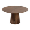 Cid Xeu 54 Inch Dining Table Round Walnut Veneer Slatted Pedestal Base By Casagear Home BM317468