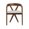 Cid Xeu 23 Inch Dining Chair Round Cross Back White Cushioned Seat Brown By Casagear Home BM317469