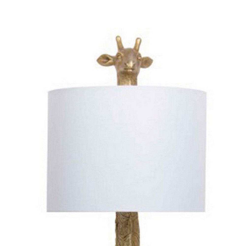 25 Inch Table Lamp Jungle African Giraffe Statuette Gold Metal Base By Casagear Home BM317471