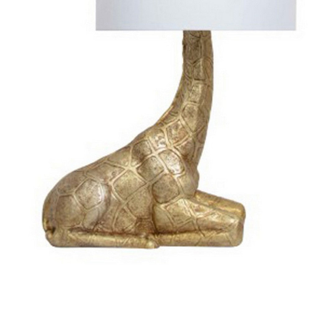 25 Inch Table Lamp Jungle African Giraffe Statuette Gold Metal Base By Casagear Home BM317471