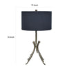 31 Inch Modern Table Lamp Black Drum Shade Unique Gilt Base Bronze Metal By Casagear Home BM317472