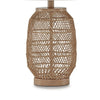 23 Inch Boho Table Lamp Set of 2 White Shade Beige Rattan Woven Lantern By Casagear Home BM317476