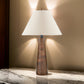 30 Inch Table Lamp White Empire Fabric Shade Tapered Brown Wood Frame By Casagear Home BM317477