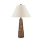 30 Inch Table Lamp, White Empire Fabric Shade, Tapered Brown Wood Frame By Casagear Home