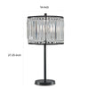 Cela 27 Inch Table Lamp Clear Crystal Beaded Drum Shade Black Metal Base By Casagear Home BM317480