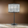 Cela 27 Inch Table Lamp Clear Crystal Beaded Drum Shade Black Metal Base By Casagear Home BM317480