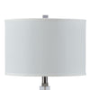 29 Inch Table Lamp Clear Crystal Candlestick Base White Drum Shade By Casagear Home BM317481