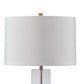 28 Inch Table Lamp Square Crystal Candlestick Base White Drum Shade Gold By Casagear Home BM317482