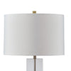 28 Inch Table Lamp Square Crystal Candlestick Base White Drum Shade Gold By Casagear Home BM317482