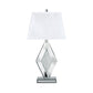 30 Inch Table Lamp Mirrored Crystal Accent Geometric Base Chrome White By Casagear Home BM317483