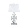 30 Inch Table Lamp Mirrored Crystal Accent Geometric Base Chrome White By Casagear Home BM317483