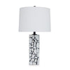 28 Inch Table Lamp Drum Shade Black and White Mosaic Marble Art Resin By Casagear Home BM317484