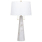 32 Inch Table Lamp White Drum Shade Double Pull Chain Tapered Cone Base By Casagear Home BM317485