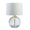 21 Inch Table Lamp White Drum Shade Round Clear Glass Base Brass Metal By Casagear Home BM317487